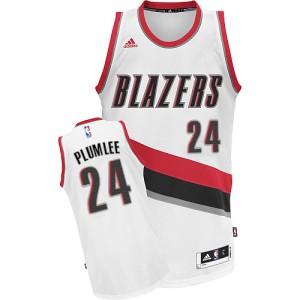 Maillot NBA Blanc Mason Plumlee #24 Portland Trail Blazers Home Swingman Homme Adidas