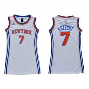 New York Knicks Carmelo Anthony #7 Dress Swingman Maillot d'équipe de NBA - Blanc pour Femme
