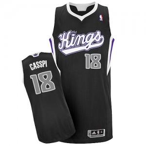 Maillot NBA Noir Omri Casspi #18 Sacramento Kings Alternate Authentic Homme Adidas