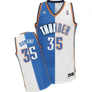 Maillot Swingman Oklahoma City Thunder NBA Split Fashion Bleu Blanc - #35 Kevin Durant - Homme