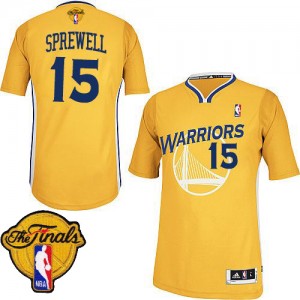 Golden State Warriors Latrell Sprewell #15 Alternate 2015 The Finals Patch Authentic Maillot d'équipe de NBA - Or pour Homme
