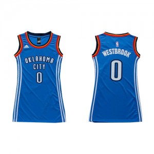 Maillot NBA Oklahoma City Thunder #0 Russell Westbrook Bleu royal Adidas Swingman Dress - Femme
