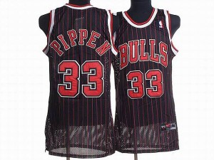 Chicago Bulls Nike Scottie Pippen #33 Throwback Authentic Maillot d'équipe de NBA - Noir Rouge pour Homme