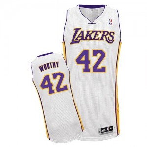 Maillot NBA Blanc James Worthy #42 Los Angeles Lakers Alternate Authentic Homme Adidas