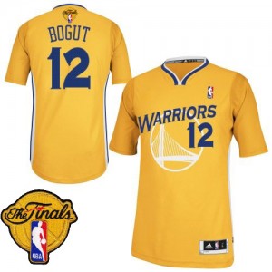 Golden State Warriors Andrew Bogut #12 Alternate 2015 The Finals Patch Authentic Maillot d'équipe de NBA - Or pour Homme