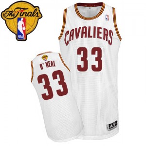 Maillot NBA Authentic Shaquille O'Neal #33 Cleveland Cavaliers Home 2015 The Finals Patch Blanc - Homme