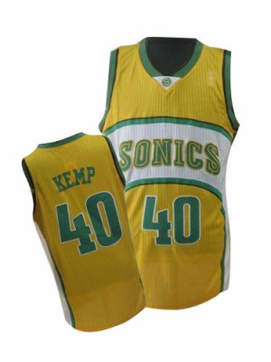 Maillot NBA Authentic Shawn Kemp #40 Oklahoma City Thunder Throwback SuperSonics Jaune - Homme