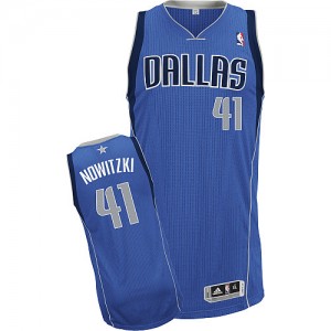 Maillot NBA Bleu royal Dirk Nowitzki #41 Dallas Mavericks Road Authentic Homme Adidas