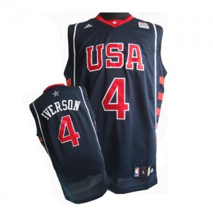 Team USA Nike Allen Iverson #4 Summer Olympics Swingman Maillot d'équipe de NBA - Bleu marin pour Homme