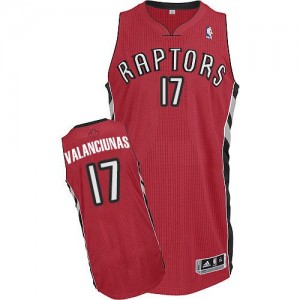 Maillot NBA Rouge Jonas Valanciunas #17 Toronto Raptors Road Authentic Homme Adidas