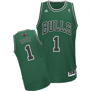 Chicago Bulls #1 Adidas Vert Swingman Maillot d'équipe de NBA pas cher - Derrick Rose pour Homme