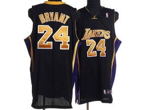 Los Angeles Lakers Kobe Bryant #24 Champions Patch Authentic Maillot d'équipe de NBA - Noir / Or pour Homme