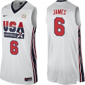 Maillot Nike Blanc 2012 Olympic Retro Swingman Team USA - LeBron James #6 - Homme