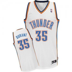 Maillot NBA Blanc Kevin Durant #35 Oklahoma City Thunder Home Authentic Homme Adidas