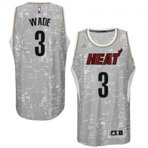 Maillot Adidas Gris City Light Authentic Miami Heat - Dwyane Wade #3 - Homme