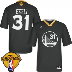Maillot NBA Golden State Warriors #31 Festus Ezeli Noir Adidas Authentic Alternate 2015 The Finals Patch - Homme