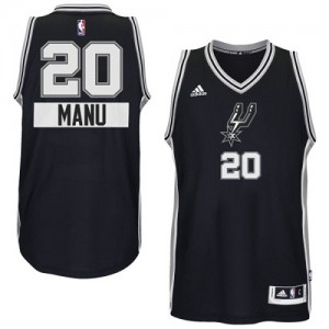 Maillot NBA San Antonio Spurs #20 Manu Ginobili Noir Adidas Authentic 2014-15 Christmas Day - Homme