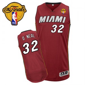 Maillot NBA Miami Heat #32 Shaquille O'Neal Rouge Adidas Swingman Alternate Finals Patch - Homme