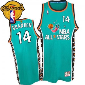 Maillot Mitchell and Ness Bleu clair 1996 All Star Throwback 2015 The Finals Patch Authentic Cleveland Cavaliers - Terrell Brandon #14 - Homme