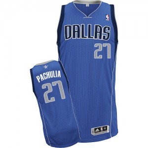 Maillot Adidas Bleu royal Road Authentic Dallas Mavericks - Zaza Pachulia #27 - Homme
