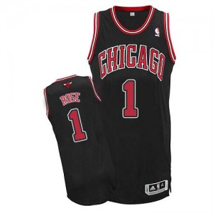 Chicago Bulls #1 Adidas Alternate Noir Authentic Maillot d'équipe de NBA Discount - Derrick Rose pour Homme
