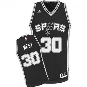 Maillot NBA San Antonio Spurs #30 David West Noir Adidas Swingman Road - Homme