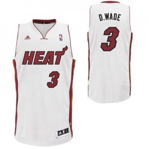 Maillot NBA Blanc Dwyane Wade #3 Miami Heat Nickname D.WADE Authentic Homme Adidas