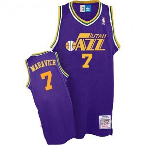 Utah Jazz Pete Maravich #7 Throwback Authentic Maillot d'équipe de NBA - Violet pour Homme