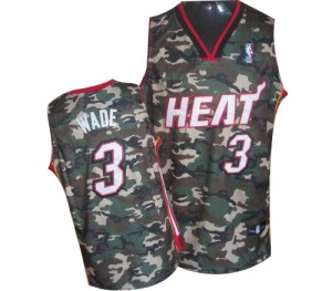 Maillot NBA Camo Dwyane Wade #3 Miami Heat Stealth Collection Finals Patch Authentic Homme Adidas