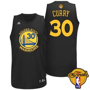 Maillot NBA Noir Stephen Curry #30 Golden State Warriors Fashion 2015 The Finals Patch Authentic Homme Adidas