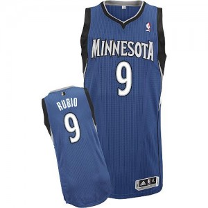 Maillot NBA Minnesota Timberwolves #9 Ricky Rubio Slate Blue Adidas Authentic Road - Enfants