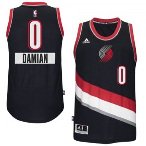 Maillot NBA Noir Damian Lillard #0 Portland Trail Blazers 2014-15 Christmas Day Authentic Homme Adidas