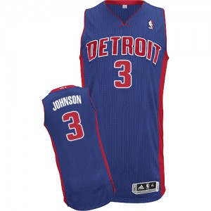 Maillot Adidas Bleu royal Road Authentic Detroit Pistons - Stanley Johnson #3 - Homme
