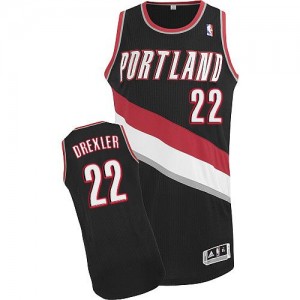 Maillot NBA Portland Trail Blazers #22 Clyde Drexler Noir Adidas Authentic Road - Homme