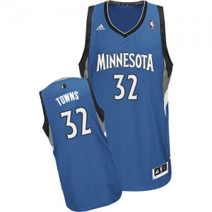 Maillot NBA Minnesota Timberwolves #32 Karl-Anthony Towns Slate Blue Adidas Swingman Road - Homme