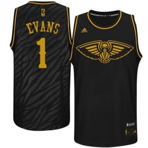 Maillot NBA Noir Tyreke Evans #1 New Orleans Pelicans Precious Metals Fashion Swingman Homme Adidas