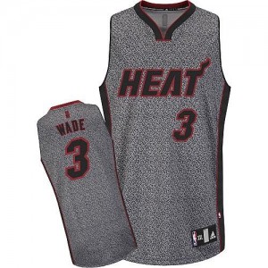 Maillot Authentic Miami Heat NBA Static Fashion Gris - #3 Dwyane Wade - Homme