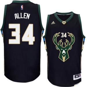 Maillot Authentic Milwaukee Bucks NBA Alternate Noir - #34 Ray Allen - Homme