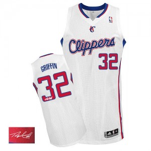 Maillot NBA Los Angeles Clippers #32 Blake Griffin Blanc Adidas Authentic Home Autographed - Homme