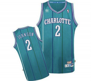 Maillot Adidas Bleu clair Throwback Swingman Charlotte Hornets - Larry Johnson #2 - Homme