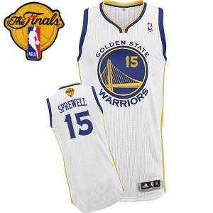 Maillot Adidas Blanc Home 2015 The Finals Patch Authentic Golden State Warriors - Latrell Sprewell #15 - Homme