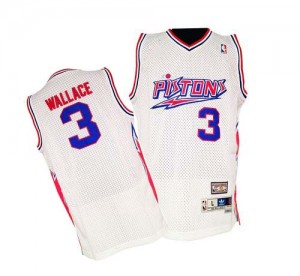 Maillot NBA Detroit Pistons #3 Ben Wallace Blanc Adidas Authentic Throwback - Homme