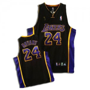 Maillot NBA Noir / Violet Kobe Bryant #24 Los Angeles Lakers Champions Patch Authentic Homme Adidas