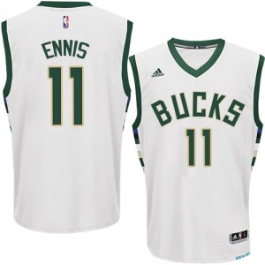 Maillot NBA Milwaukee Bucks #11 Tyler Ennis Blanc Adidas Authentic Home - Homme