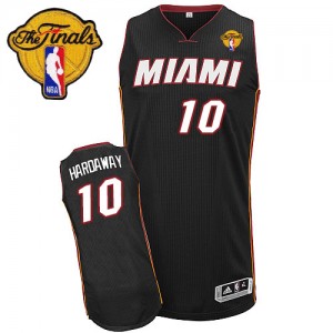 Maillot NBA Authentic Tim Hardaway #10 Miami Heat Road Finals Patch Noir - Homme