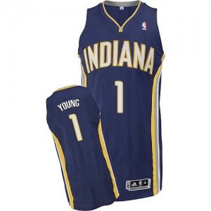 Maillot NBA Indiana Pacers #1 Joseph Young Bleu marin Adidas Authentic Road - Homme