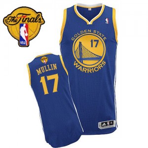 Maillot NBA Golden State Warriors #17 Chris Mullin Bleu royal Adidas Authentic Road 2015 The Finals Patch - Homme