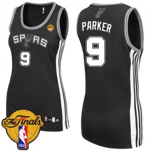 Maillot Authentic San Antonio Spurs NBA Road Finals Patch Noir - #9 Tony Parker - Femme