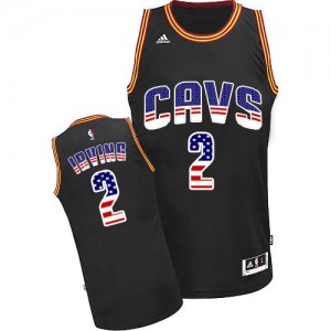 Maillot NBA Noir Kyrie Irving #2 Cleveland Cavaliers USA Flag Fashion Authentic Homme Adidas