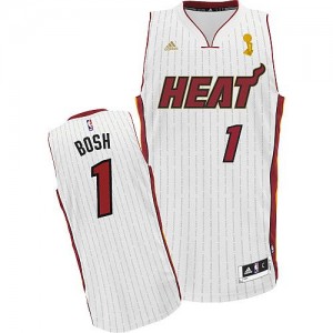 Miami Heat #1 Adidas Championship Ring Ceremony Blanc Swingman Maillot d'équipe de NBA Discount - Chris Bosh pour Homme